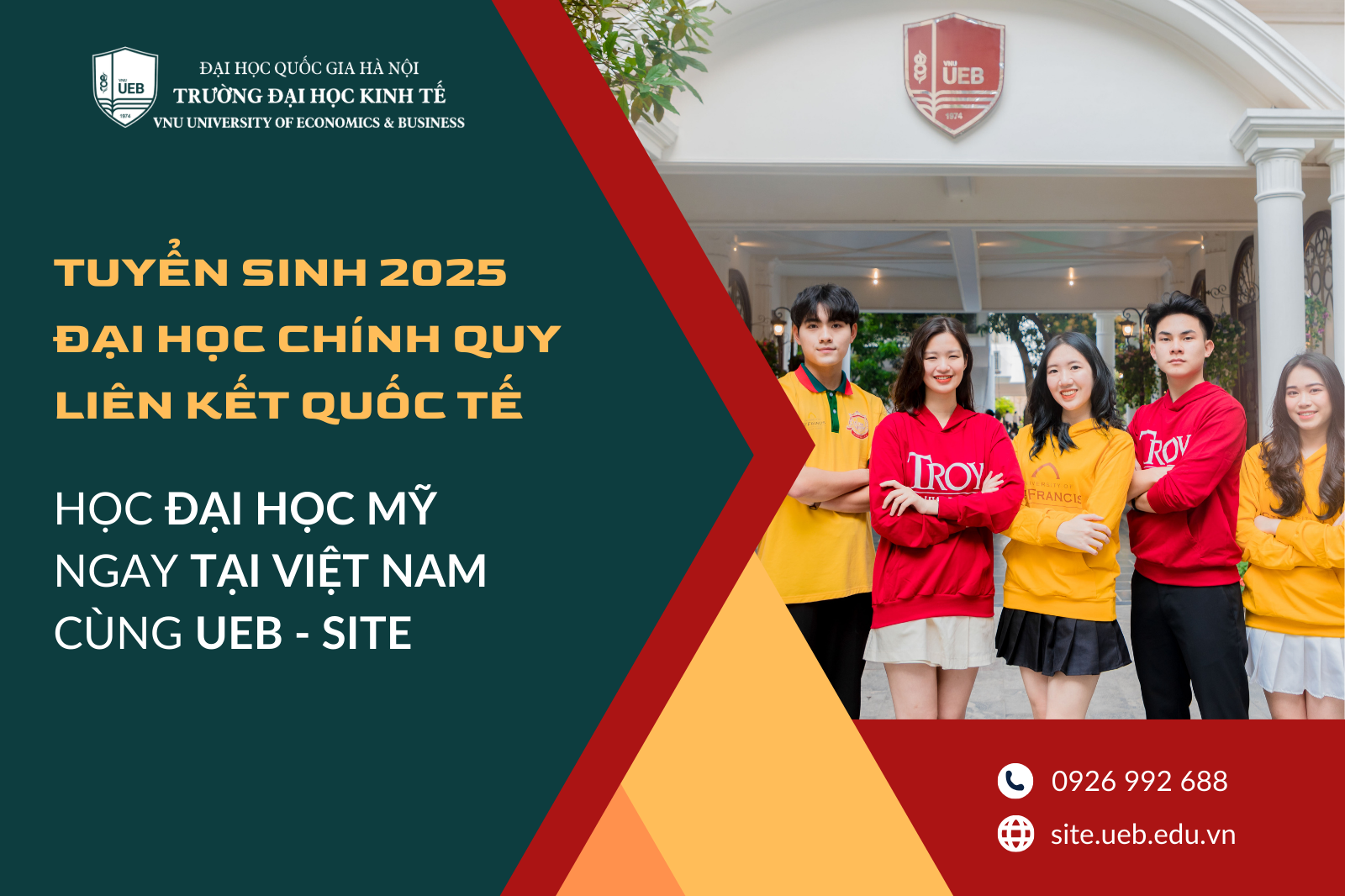 Tuyển sinh Đại học chính quy liên kết quốc tế 2025: Học Đại học Mỹ ngay tại Việt Nam cùng UEB - SITE